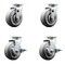 Service Caster 5 Inch Thermoplastic Rubber Swivel Caster Set with Roller Bearings 2 Brakes SCC-20S520-TPRRF-2-TLB-2 - alternate 1